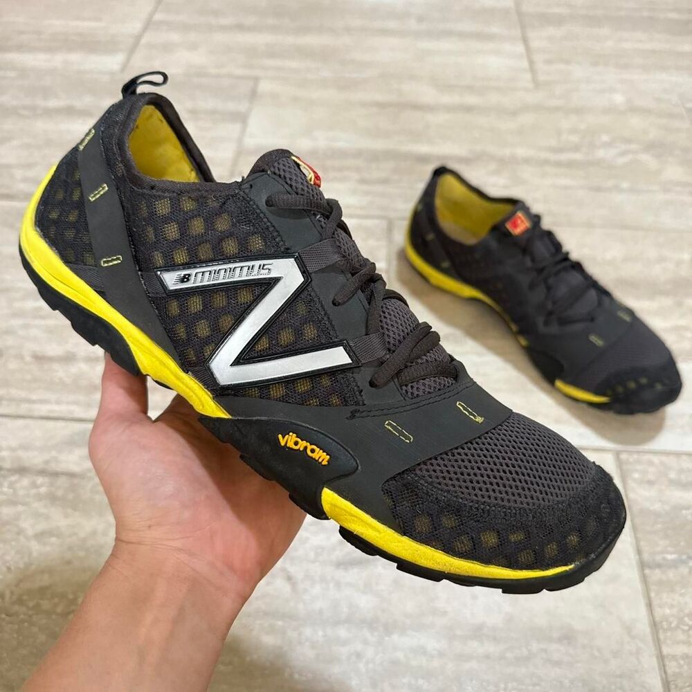 NB New Balance Minimus 10v1 Trail Black Yellow Barefoot Vibram Men Size 14 MT10